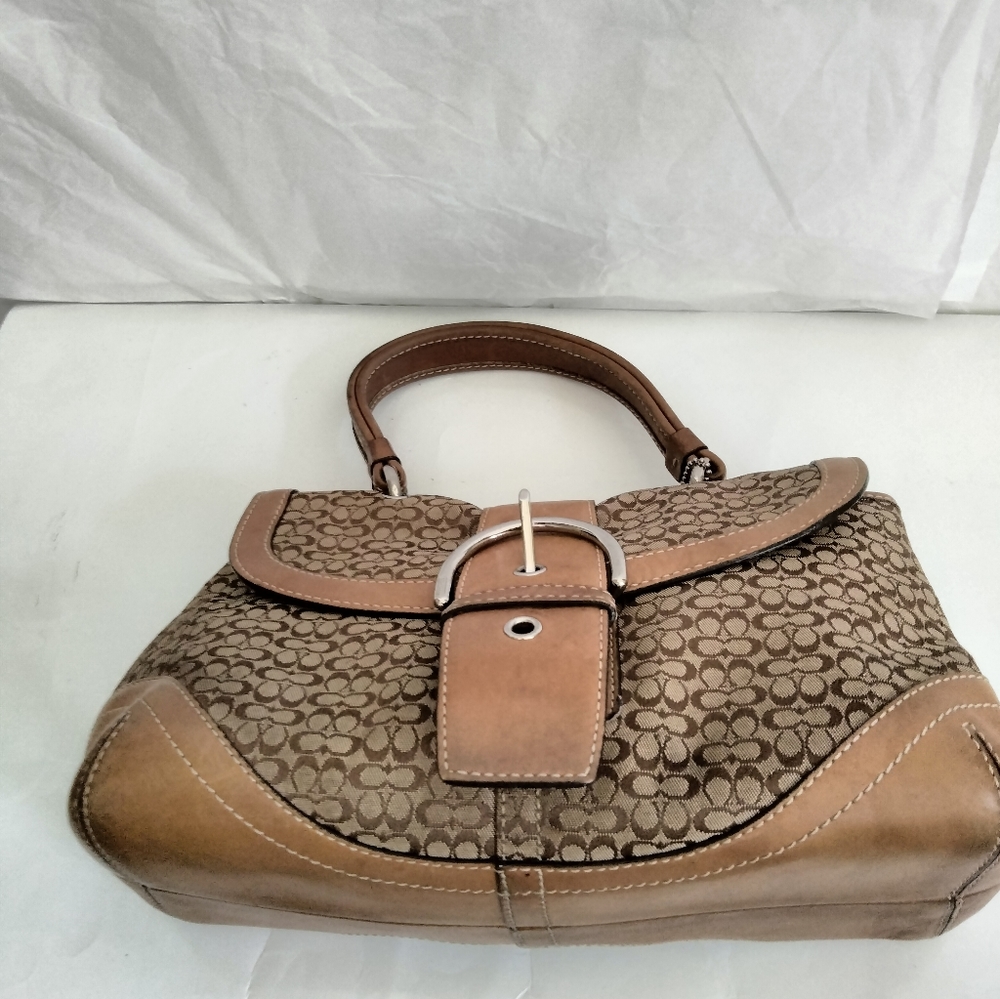 Vintage Coach  Leather canvas monogram Small Handbag - Picture 13 of 16